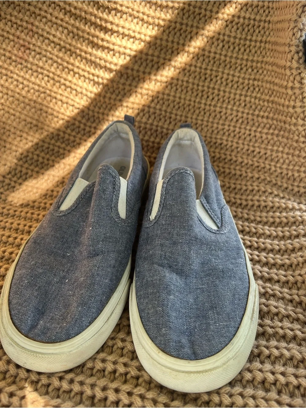 Old Navy Kids Slip-On Sneakers in Denim Blue with Cream Trim